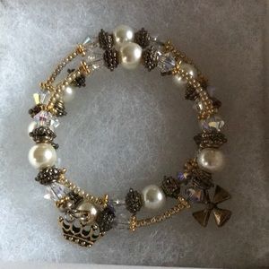 Swarovski Pearl and Gold Christian Wrap Bracelet
